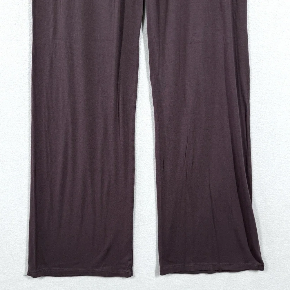 Nuuds Pants Womens Large Pajama Lounge Wide Leg Coffee Brown Lightweight Stretch